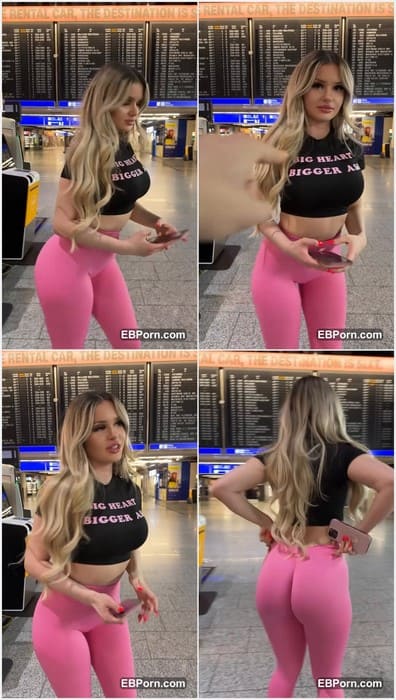 Barbie Stella porn girl and naked model posing in airport without bra and panties. Amazing big lips girl need hard fuck her face.