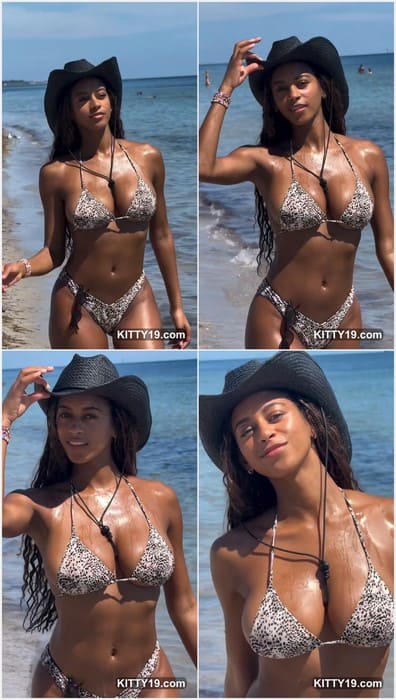 Briana Smith bikini posing on the beach and showing her sexy titty nipples for boys! Download it free leak now.