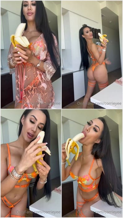 Corrie Yee topless onlyfans model suck banana and waiting boyfriend for blowjob sex. Corrie need real cum in her mouth now.