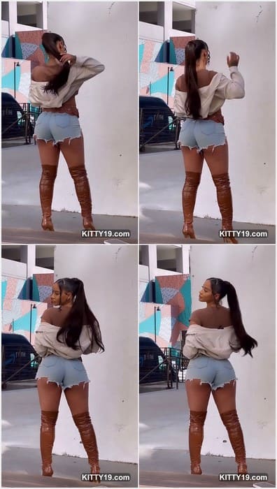 Whitney Clark sexy in hot short jeans without panties. Beauty girl with amazing ass on leaked video from her mobile.