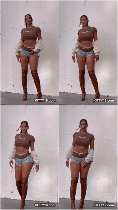 Whitney Clark onlyfans sexy model walking without panties but in short jeans. Brunette so hot! WOW!
