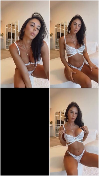Littlebrunettebaddie sex lover girl posing sexy and hot white lingerie with tight and beauty pussy. Her tits so hot!